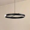 Lucande LED-hængelampe Rovan, Ø 60 cm, sort, CCT, dæmpbar