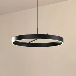Lucande LED-hængelampe Rovan, Ø 60 cm, sort, CCT, dæmpbar