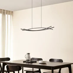 Lucande LED-hængelampe Sayori, 98 cm, sort, dæmpbar