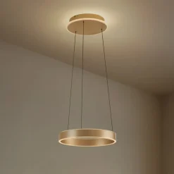 Lucande LED-hængelampe Tindra, Ø 40 cm, guld, dæmpbar