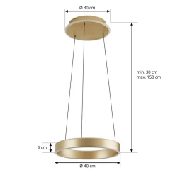 Lucande LED-hængelampe Tindra, Ø 40 cm, guld, dæmpbar