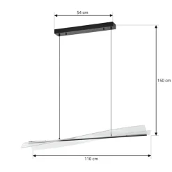Lucande LED-hængelampe Vellia, sort, længde 112 cm, CCT