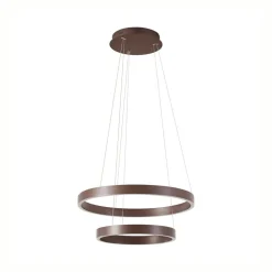 Lucande LED-hængelampe Yonam, Ø 60 cm, 2 lyskilder, brun, CCT