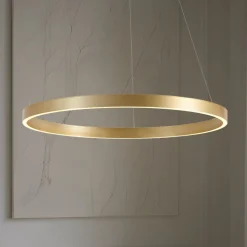 Lucande LED-hængelampe Yonam, Ø 80 cm, 1 lyskilde, guld, CCT