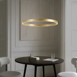 Lucande LED-hængelampe Yonam, Ø 80 cm, 1 lyskilde, guld, CCT