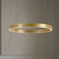 Lucande LED-hængelampe Yonam, Ø 60 cm, 1 lyskilde, guld, CCT