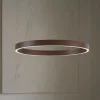 Lucande LED-hængelampe Yonam, Ø 60 cm, 1 lyskilde, brun, CCT