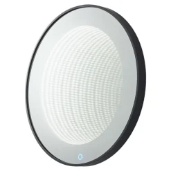 Lucande LED infinity-spejl Emire, sort, aluminium, CCT, IP44