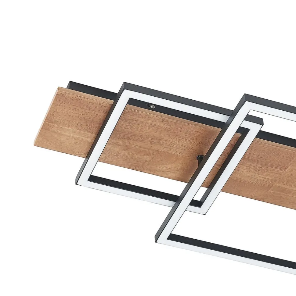 Lucande LED-loftlampe Chariska, 95 cm, sort, træ, CCT