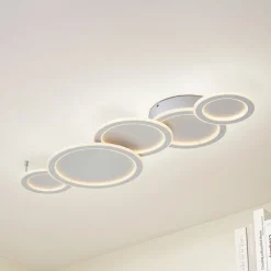 Lucande LED-loftlampe Diala, hvid, metal, 96 cm