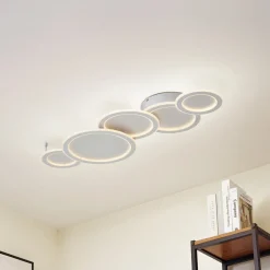 Lucande LED-loftlampe Diala, hvid, metal, 96 cm