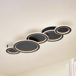 Lucande LED-loftlampe Diala, sort, metal, 96 cm