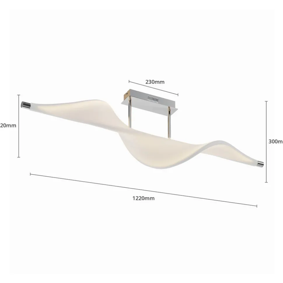 Lucande LED-loftlampe Edano, 122 cm, hvid, tekstil, dæmpbar