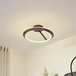 Lucande LED-loftlampe Eldra, kaffebrun, Ø 55 cm, CCT