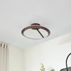 Lucande LED-loftlampe Eldra, kaffebrun, Ø 55 cm, CCT