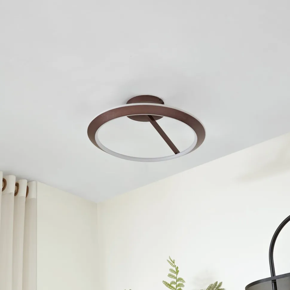 Lucande LED-loftlampe Eldra, kaffebrun, Ø 55 cm, CCT