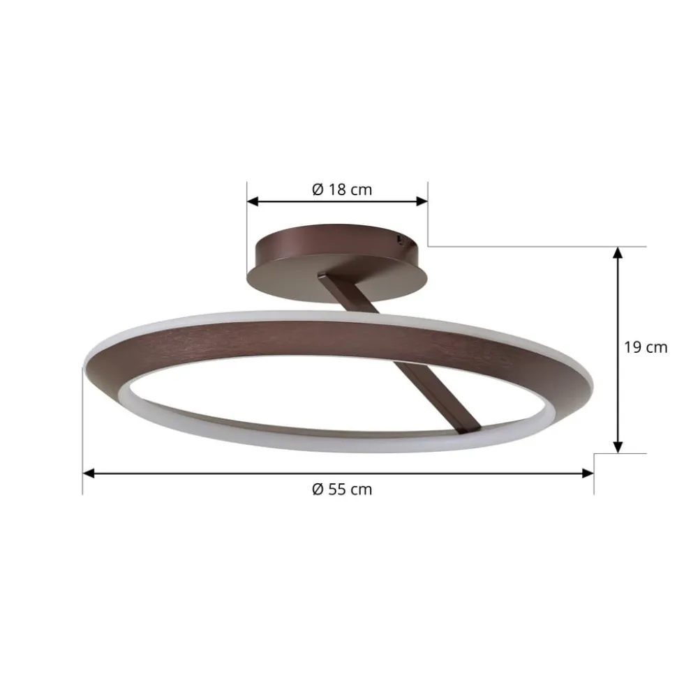 Lucande LED-loftlampe Eldra, kaffebrun, Ø 55 cm, CCT