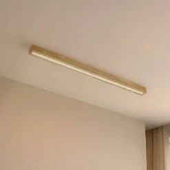 Lucande LED-loftlampe Emara, lys træ, eg, dæmpbar