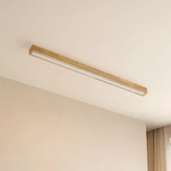 Lucande LED-loftlampe Emara, lys træ, eg, dæmpbar