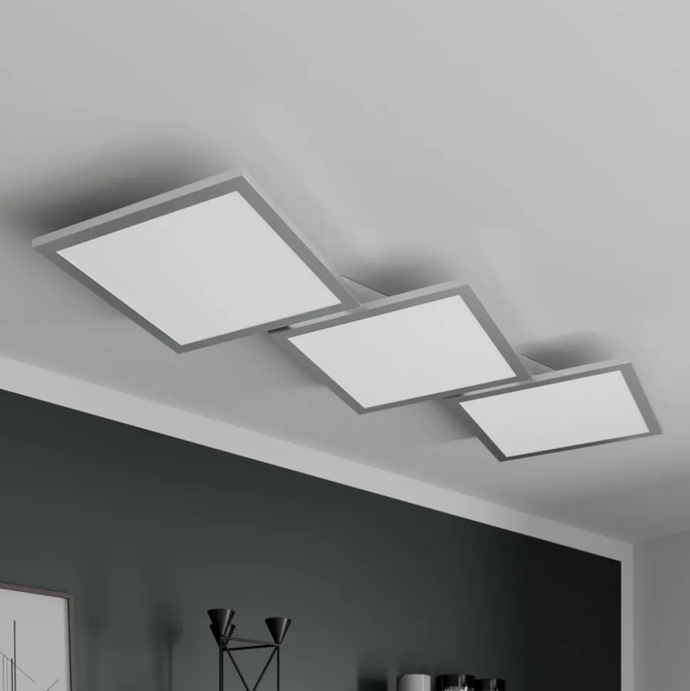 Lucande LED-loftlampe Ilira, 3 lyskilder, sølv, CCT, dæmpbar