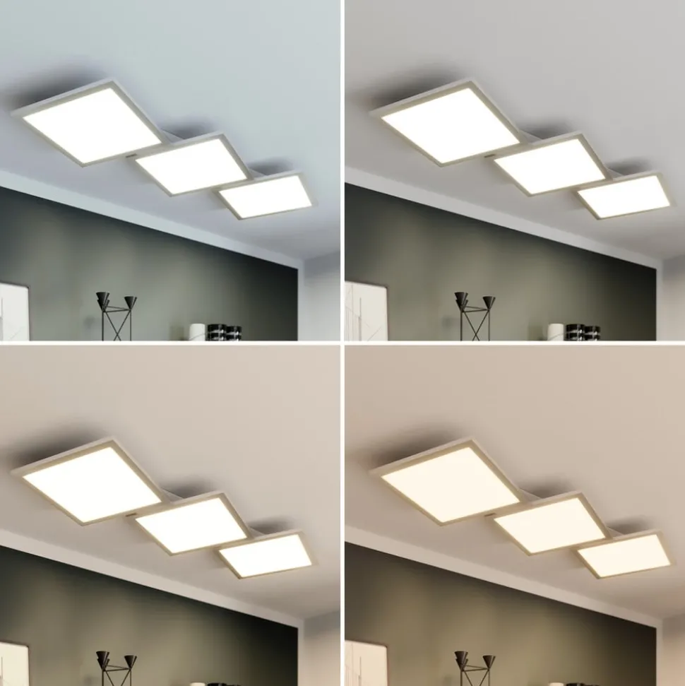 Lucande LED-loftlampe Ilira, 3 lyskilder, sølv, CCT, dæmpbar