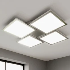 Lucande LED-loftlampe Ilira, 4 lyskilder, sølv, CCT, dæmpbar