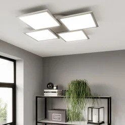 Lucande LED-loftlampe Ilira, 4 lyskilder, sølv, CCT, dæmpbar