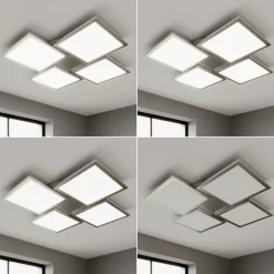 Lucande LED-loftlampe Ilira, 4 lyskilder, sølv, CCT, dæmpbar