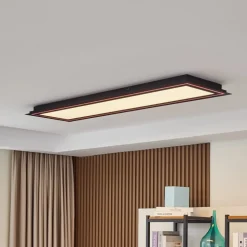 Lucande LED loftlampe Leicy, sort, 124 cm, RGB, CCT