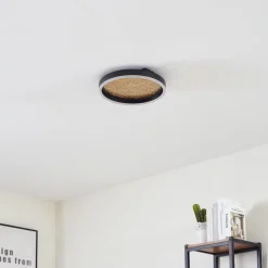 Lucande LED-loftlampe Menulis, sort/guld, PC, Ø 30 cm