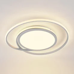Lucande LED-loftlampe Noud, 65 cm, sølv, metal, CCT