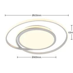 Lucande LED-loftlampe Noud, 65 cm, sølv, metal, CCT