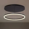 Lucande LED-loftlampe Orven, sort/træ, Ø50 cm, dæmpbar
