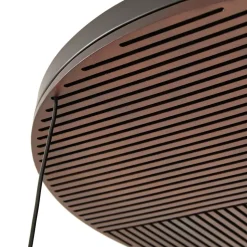 Lucande LED-loftlampe Orven, sort/træ, Ø50 cm, dæmpbar