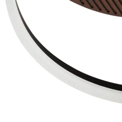 Lucande LED-loftlampe Orven, sort/træ, Ø50 cm, dæmpbar