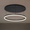 Lucande LED-loftlampe Orven, sort/marmor, Ø 50 cm, dæmpbar.