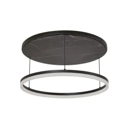 Lucande LED-loftlampe Orven, sort/marmor, Ø 50 cm, dæmpbar.