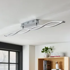 Lucande LED-loftlampe Roan, 115 cm, krom, stål