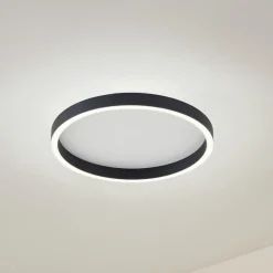 Lucande LED-loftlampe Rotundo, Ø 40 cm, sort, dæmpbar