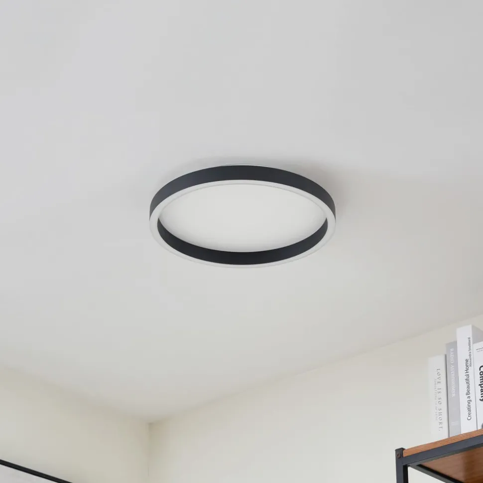 Lucande LED-loftlampe Rotundo, Ø 40 cm, sort, dæmpbar