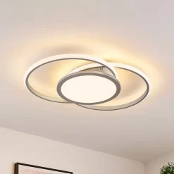 Lucande LED-loftlampe Senne, 63 cm, sølv, aluminium