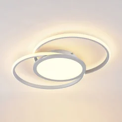 Lucande LED-loftlampe Senne, 63 cm, sølv, aluminium