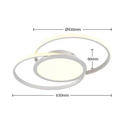 Lucande LED-loftlampe Senne, 63 cm, sølv, aluminium
