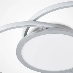 Lucande LED-loftlampe Senne, 63 cm, sølv, aluminium