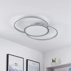 Lucande LED-loftlampe Senne, CCT, sølv, metal