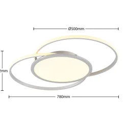 Lucande LED-loftlampe Senne, CCT, sølv, metal