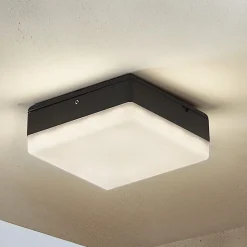 Lucande LED-loftlampe Thilo, 16 cm, antracit, sensor, IP54