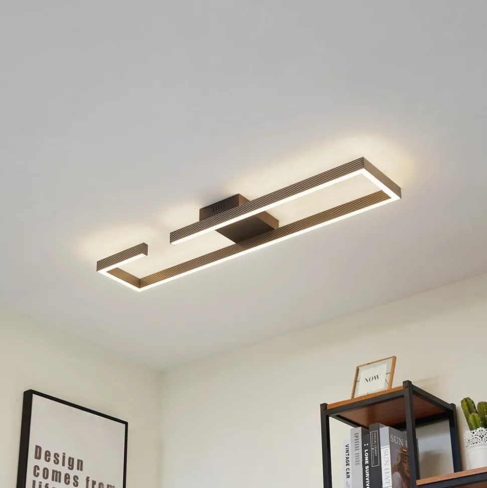 Lucande LED-loftlampe Yvor, 100 cm, sort, aluminium