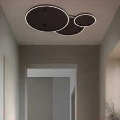 Lucande LED-loftslampe Orven, sort/træ, 80 cm, dæmpbar