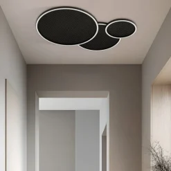 Lucande LED-loftslampe Orven, sort/træ, 80 cm, dæmpbar